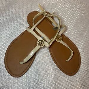 Elegant Cream and Brown Women's Sandals